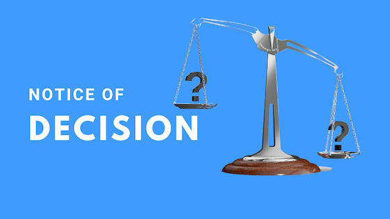notice of decision, the 2nd part of the twin notice rule