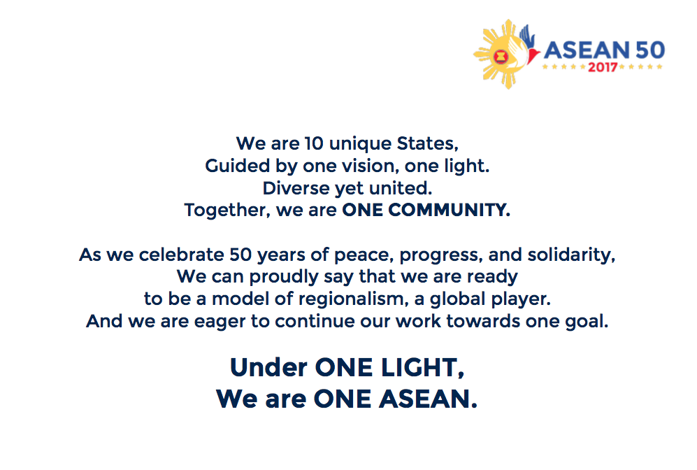 ASEAN message graphic highlighting unity, solidarity, and regional cooperation among 10 ASEAN member states.