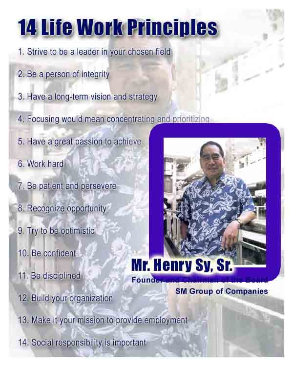 14 Work Life Principles of Henry Sy Sr.