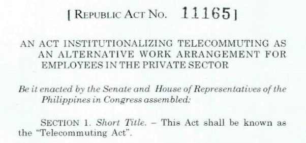 How to Implement the Telecommuting Act or RA 11165