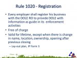Compliance to DOLE Rule 1020