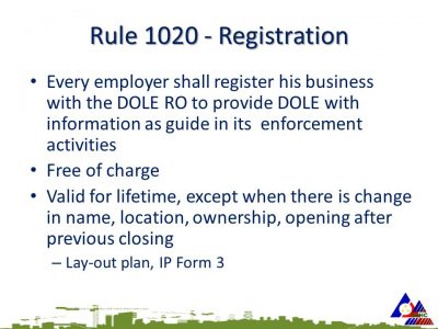 Compliance to DOLE Rule 1020