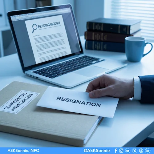 Manager examining a resignation letter as part of an ongoing employee investigation in the Philippines.