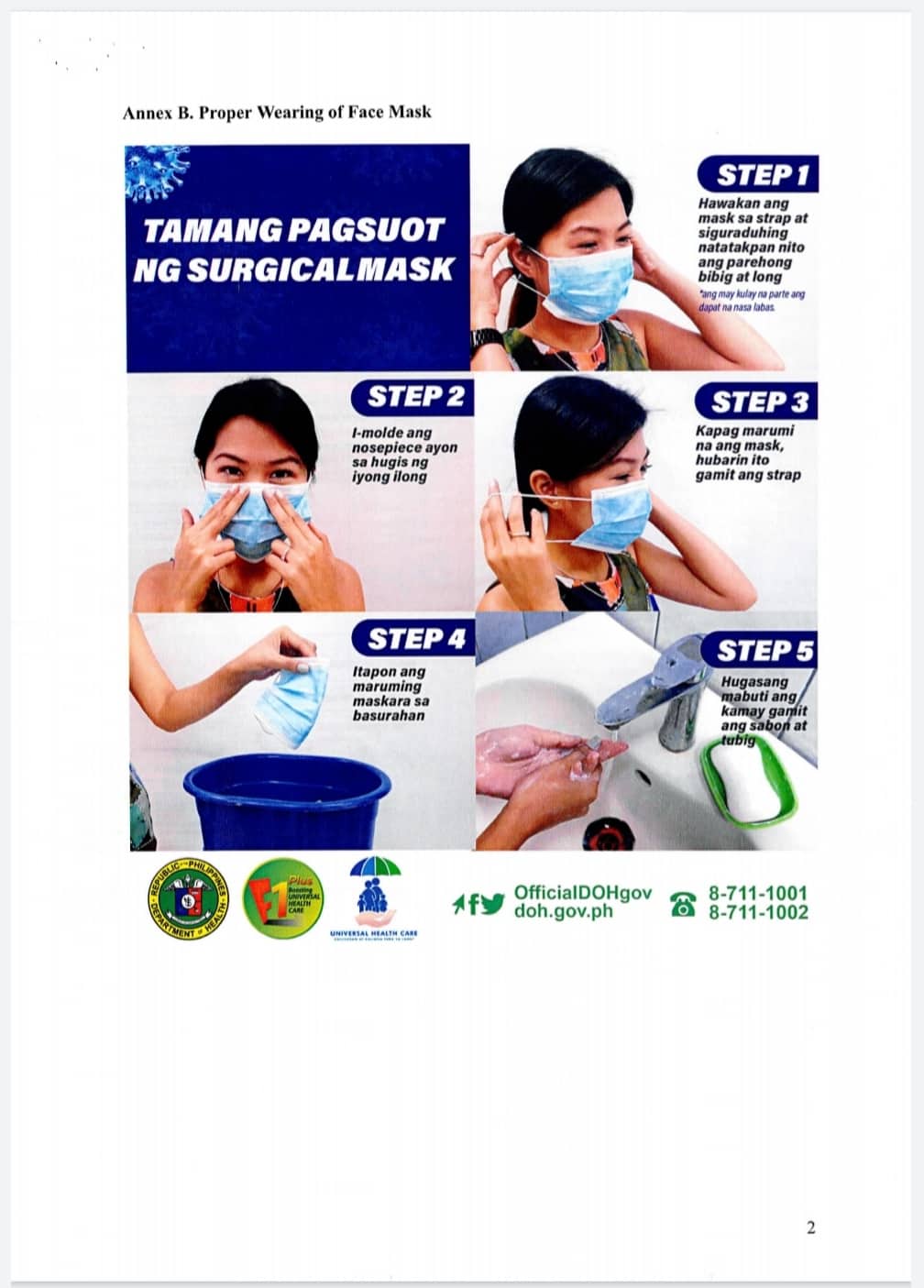 Illustration on how to use face mask